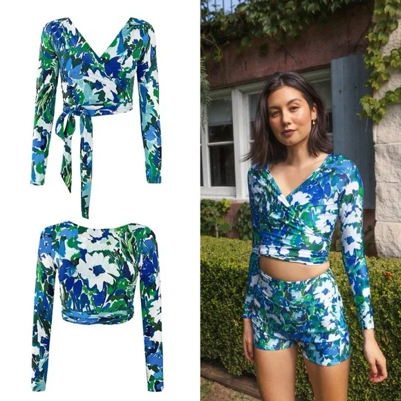 Baiia Monet Print Long Sleeve Swim Wrap Top Limited Edition Floral Plus Size 14 - Picture 3 of 9